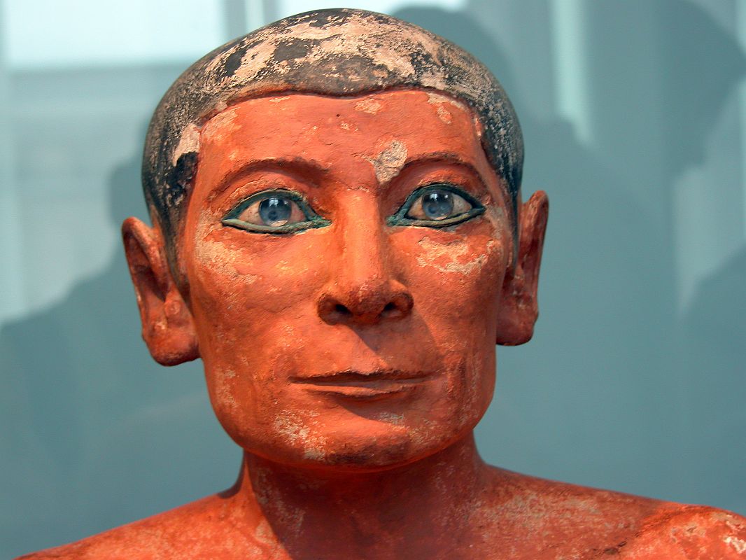 Paris Louvre Antiquities Egypt 2620-2350 BC Seated Scribe 2 Close Up 